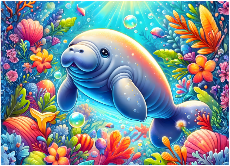 Whimsical Manatee Cutting Board - A Fun and Functional Kitchen Essential