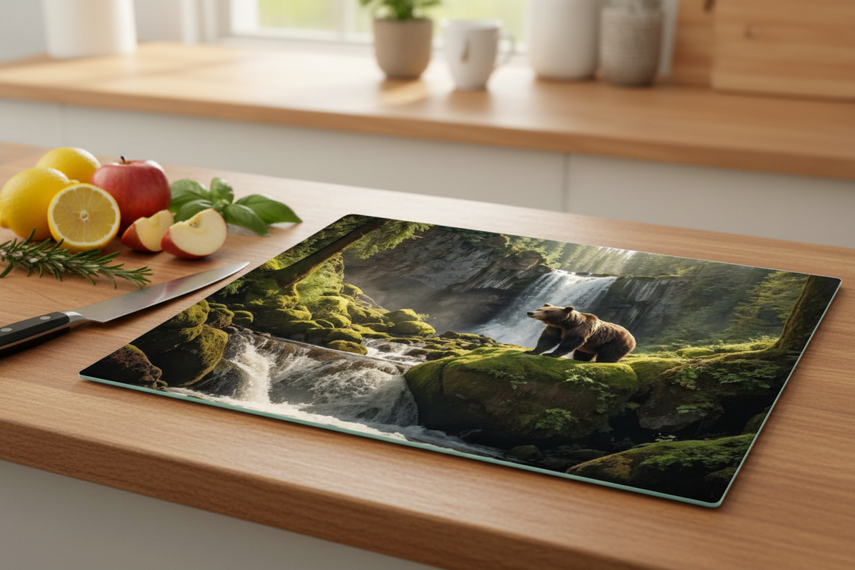 Grizzly Bear Glass Cutting Board – Experience the Wild at Home