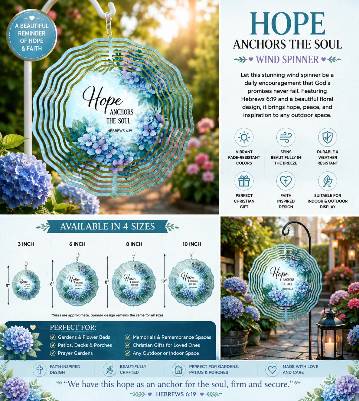 Hope Anchors the Soul Wind Spinner – Embrace Inspiration with Every Breeze
