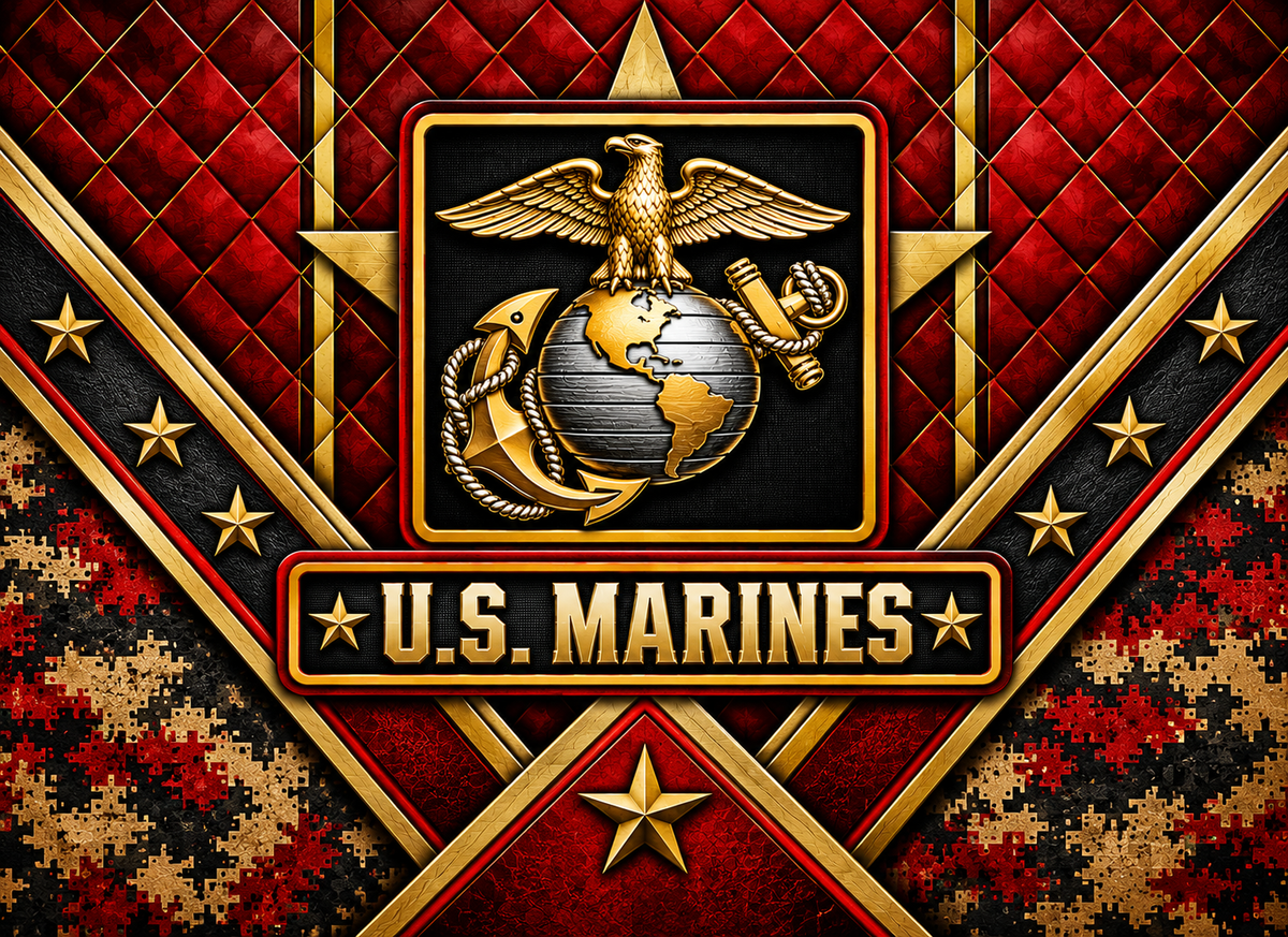 U.S. Marines Cutting Board – Red & Gold Eagle, Globe & Anchor