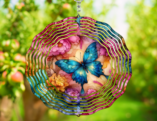 Transform Your Garden with the Teal Butterfly Floral Wind Spinner