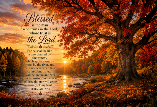 Jeremiah 17:7-8 Cutting Board | Autumn Tree Tempered Glass Kitchen Essential