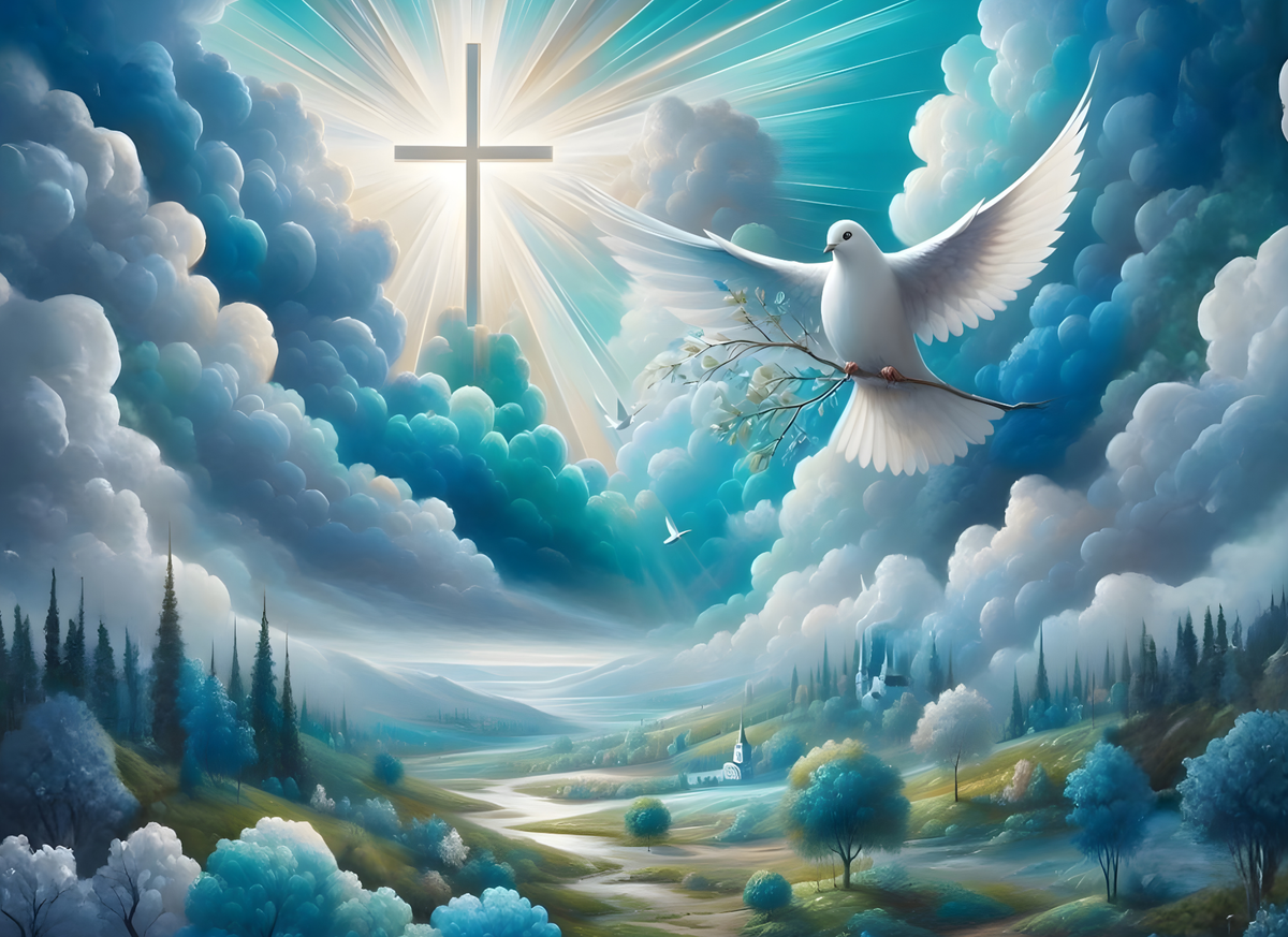Faith Tempered Glass Cutting Board - Dove and Cross Design