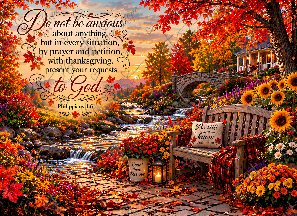 Philippians 4:6 “Do Not Be Anxious” Autumn Tempered Glass Cutting Board