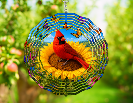 Cardinal Sunflower Wind Spinner - A Whimsical Touch of Nature for Your Home