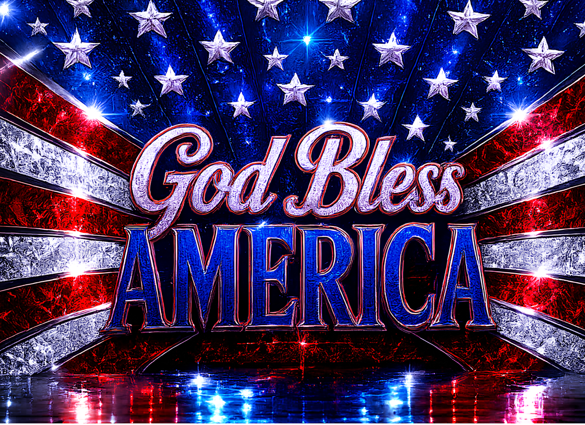 Patriotic Glass Cutting Board - God Bless America Design