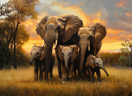 Elevate Your Culinary Experience with the Elephant Family Sunset Cutting Board