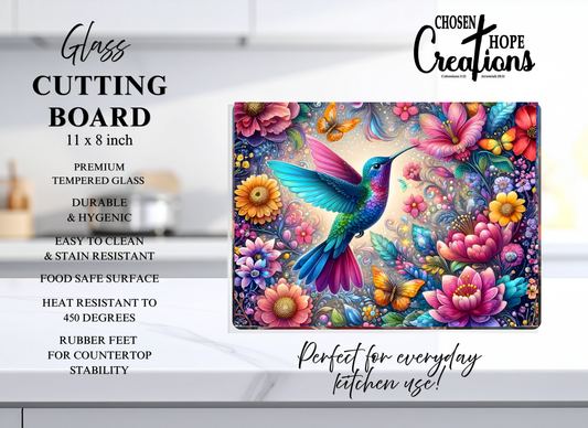 Hummingbird Floral Cutting Board – A Vibrant Touch for Your Kitchen