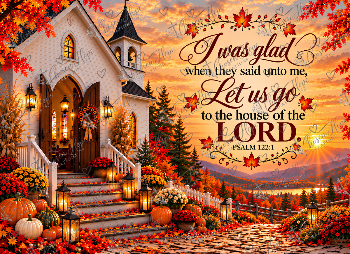 Psalm 122:1 - House of the Lord Autumn Glass Cutting Board