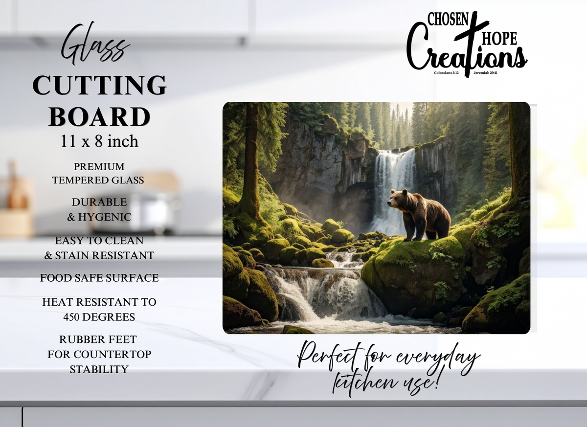 Grizzly Bear Glass Cutting Board – Experience the Wild at Home