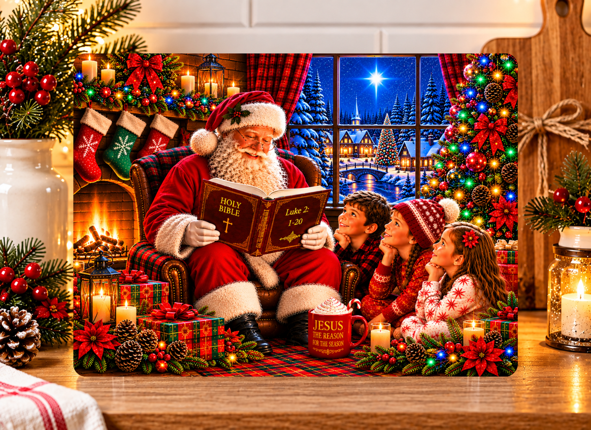 The Faith of St. Nicholas – Enchanting Christmas Tempered Glass Cutting Board for Heartfelt Holiday Traditions