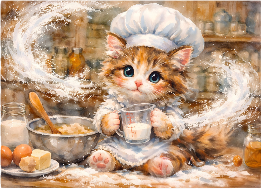 Kitten Chef Baking Cutting Board – Adorable Tempered Glass Kitchen Essential