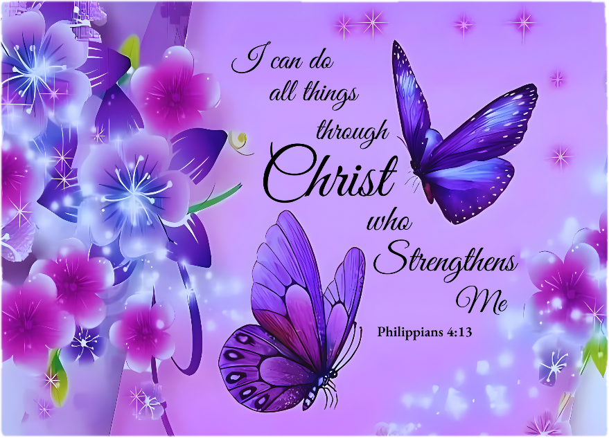 Philippians 4:13 Cutting Board – Beautiful Butterfly Design with Inspirational Message
