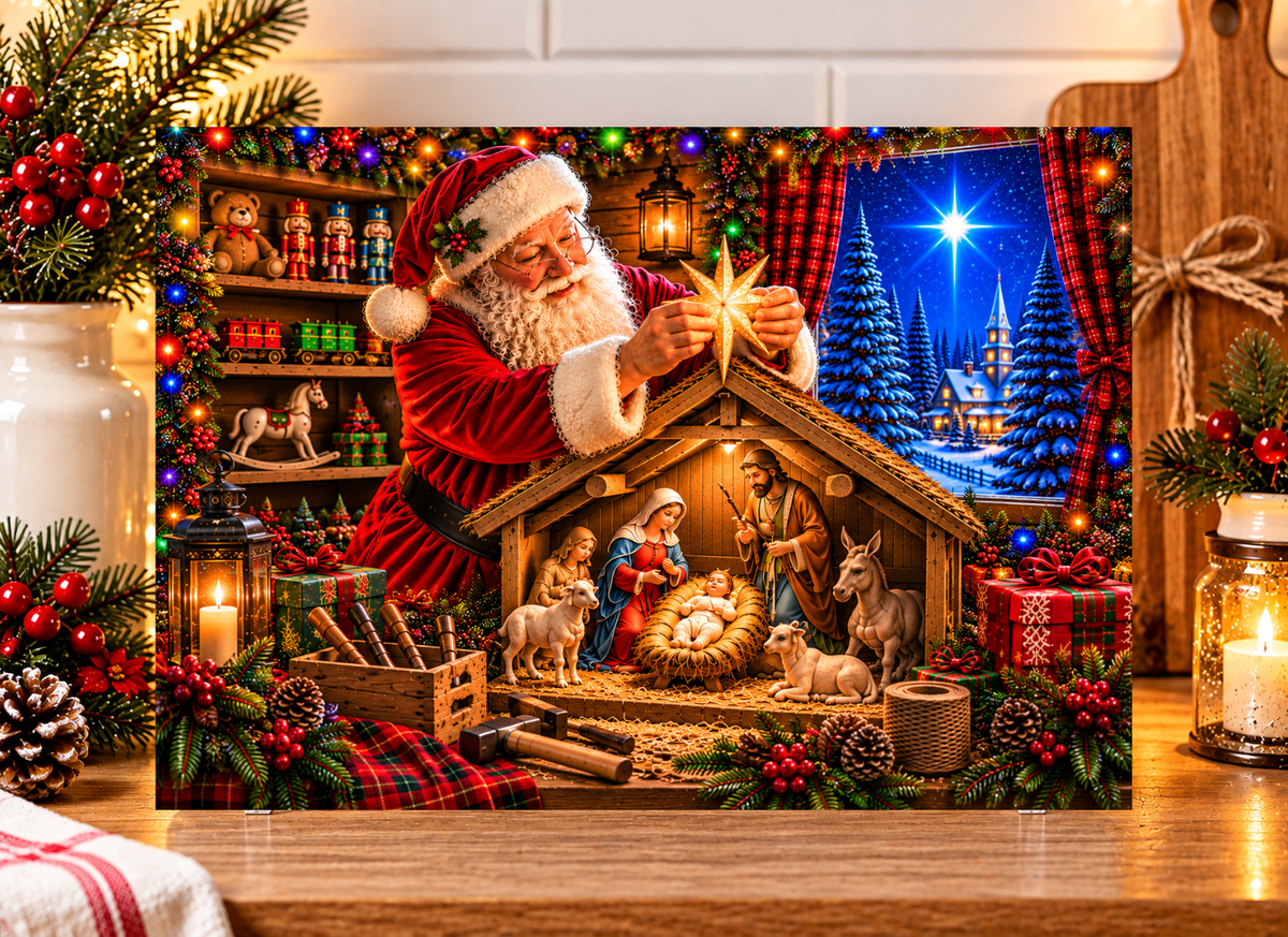 He Is the Star: The Faith of St. Nicholas Glass Cutting Board for a Meaningful Christmas