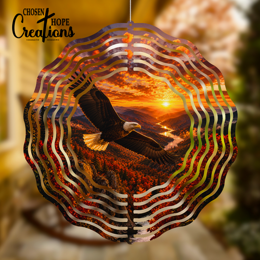 Bald Eagle Wind Spinner - A Majestic Autumn Tribute for Your Outdoor Space