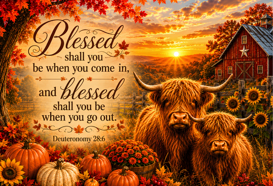 Deuteronomy 28:6 Christian Farmhouse Cutting Board | Premium Tempered Glass for Inspirational Kitchen Decor