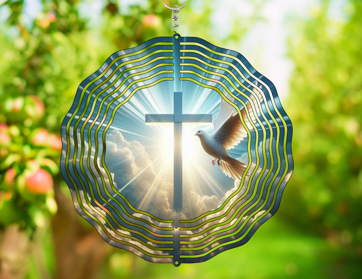 Cross and Dove Garden Decor - A Radiant Symbol of Faith