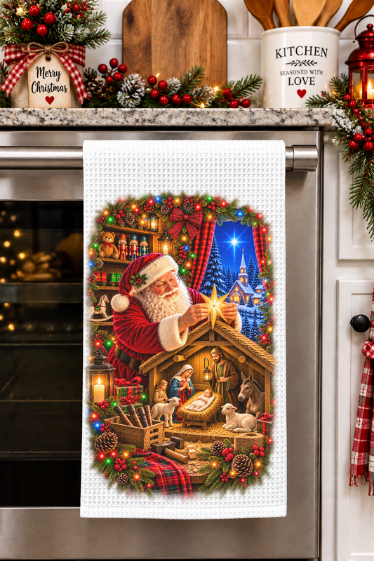 Faith of St. Nicholas Kitchen Towel: Celebrate the Spirit of Christmas