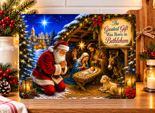 St. Nicholas Tempered Glass Cutting Board - A Touch of Faith in Your Holiday Kitchen