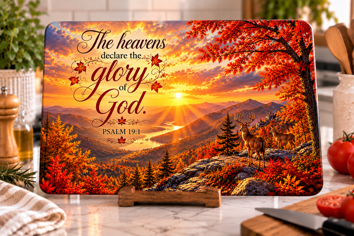 Psalm 19:1 - The Heavens Declare Autumn Glass Cutting Board