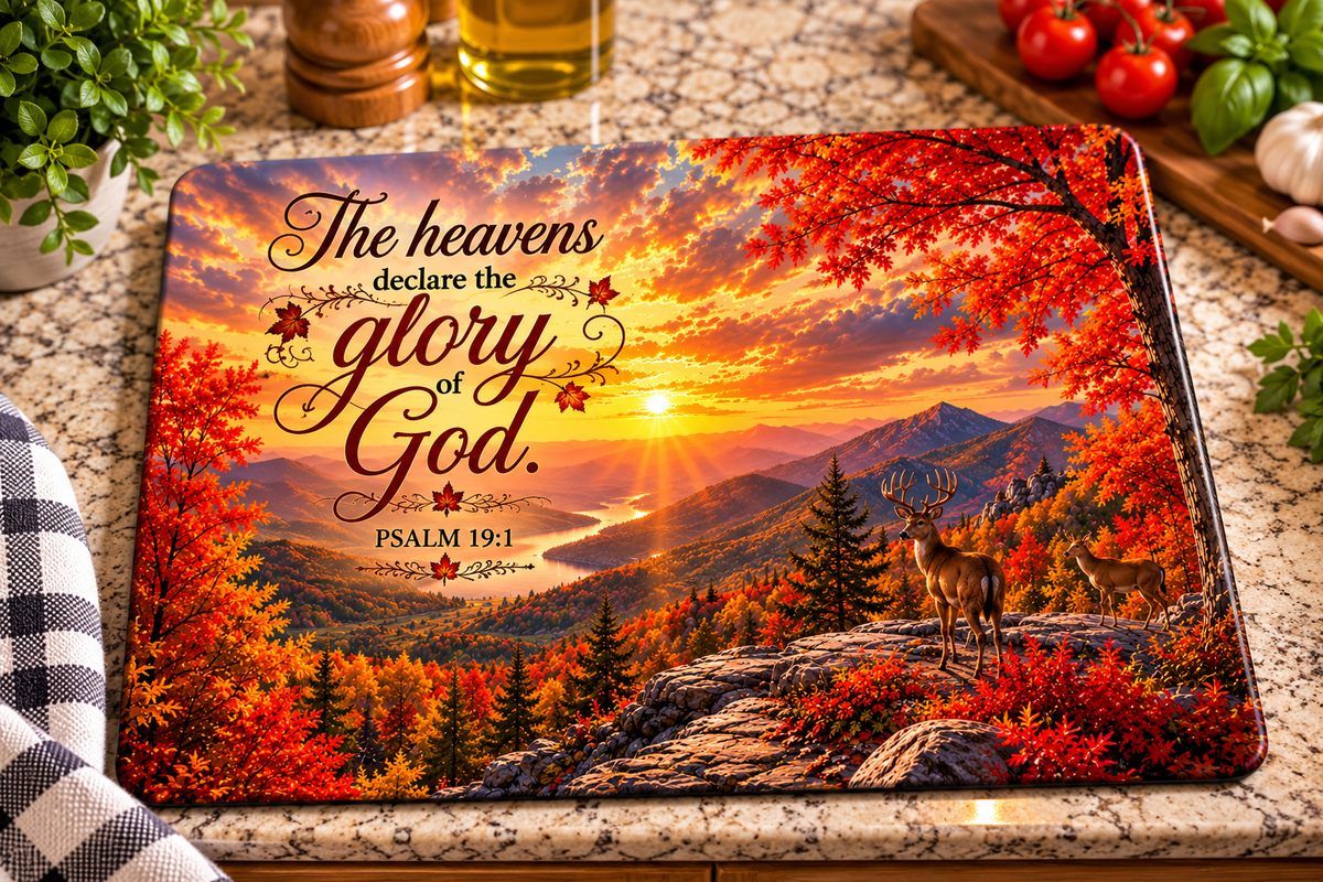 Psalm 19:1 - The Heavens Declare Autumn Glass Cutting Board