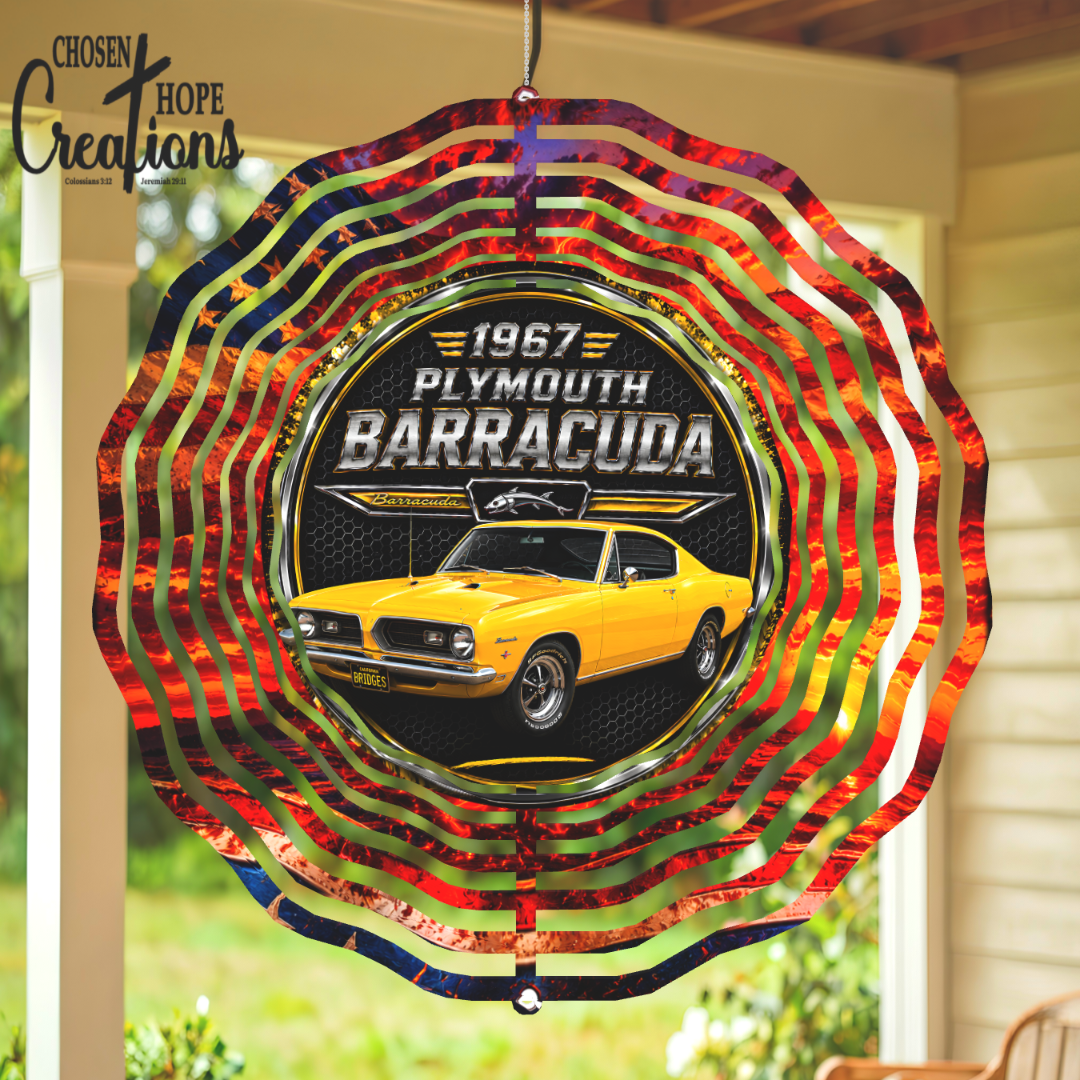 Timeless 1967 Plymouth Barracuda Wind Spinner - Perfect for Classic Car Lovers