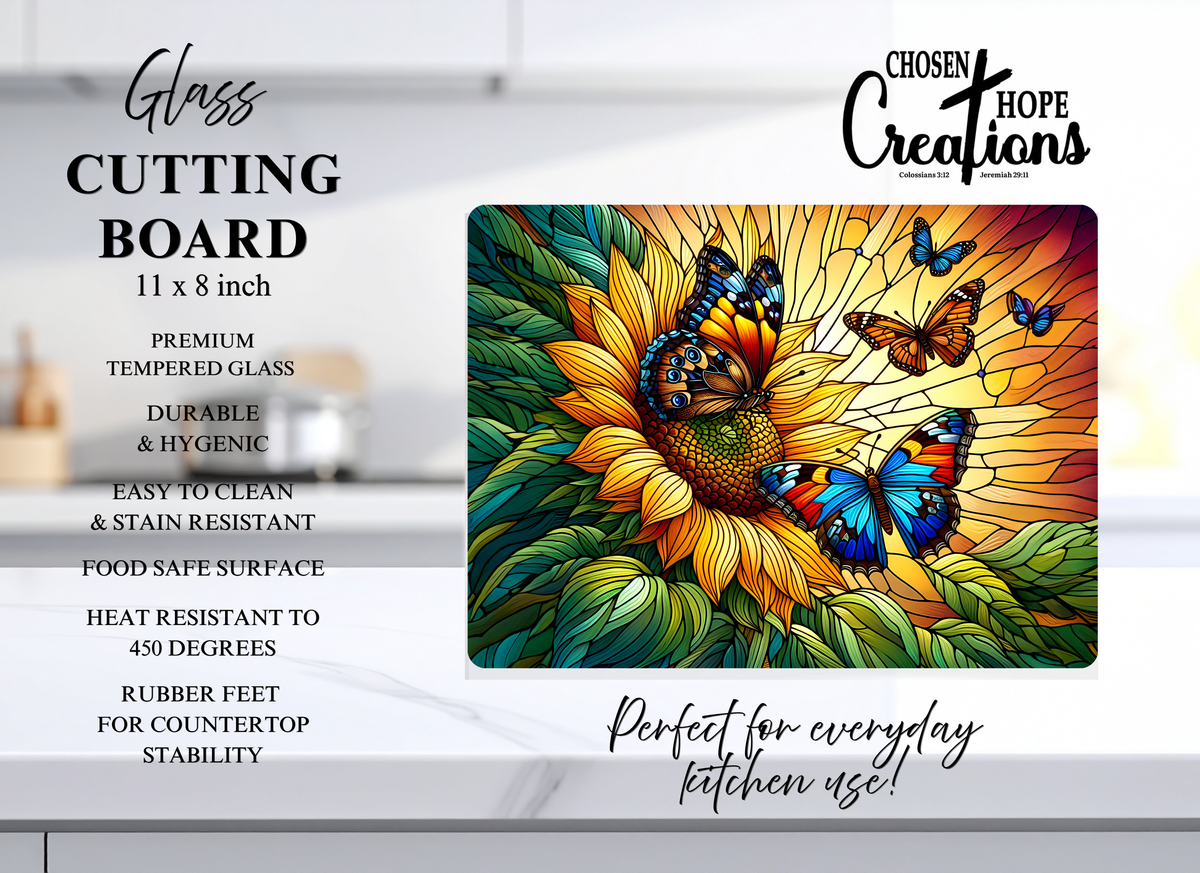 Stained Glass Butterfly Cutting Board - Elevate Your Kitchen Aesthetics