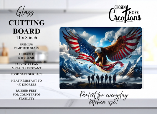 Eagle Veteran Patriotic Glass Cutting Board – A Tribute to Heroes