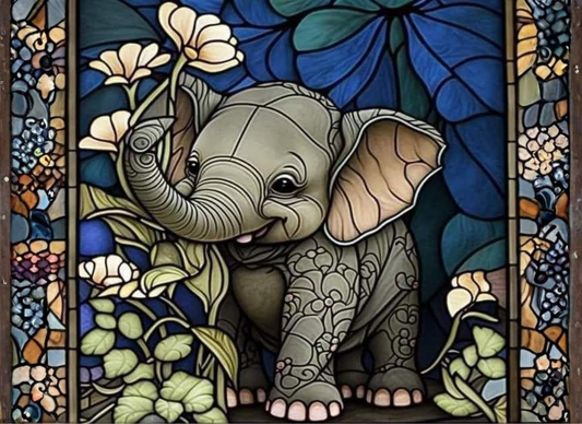 Stained Glass Baby Elephant Cutting Board – Artistic, Functional, and Unique Kitchen Essential
