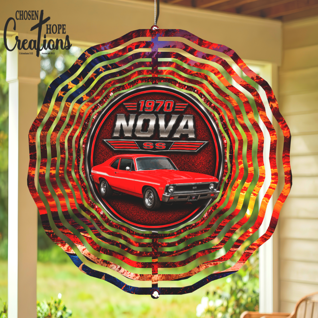 1970 Chevrolet Nova SS Wind Spinner - Illuminate Your Space with Classic American Muscle
