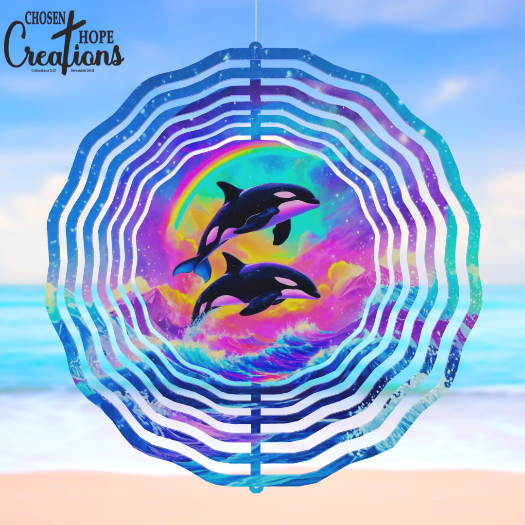 Enchanting Orca Whale Wind Spinner – Elevate Your Outdoor Space