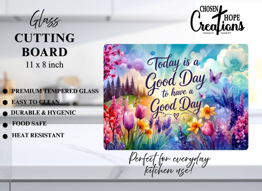 Inspirational Tempered Glass Cutting Board – Brighten Your Day with Positive Vibes
