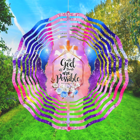 Transform Your Garden with Our Faith Garden Decor: With God All Things Are Possible Wind Spinner