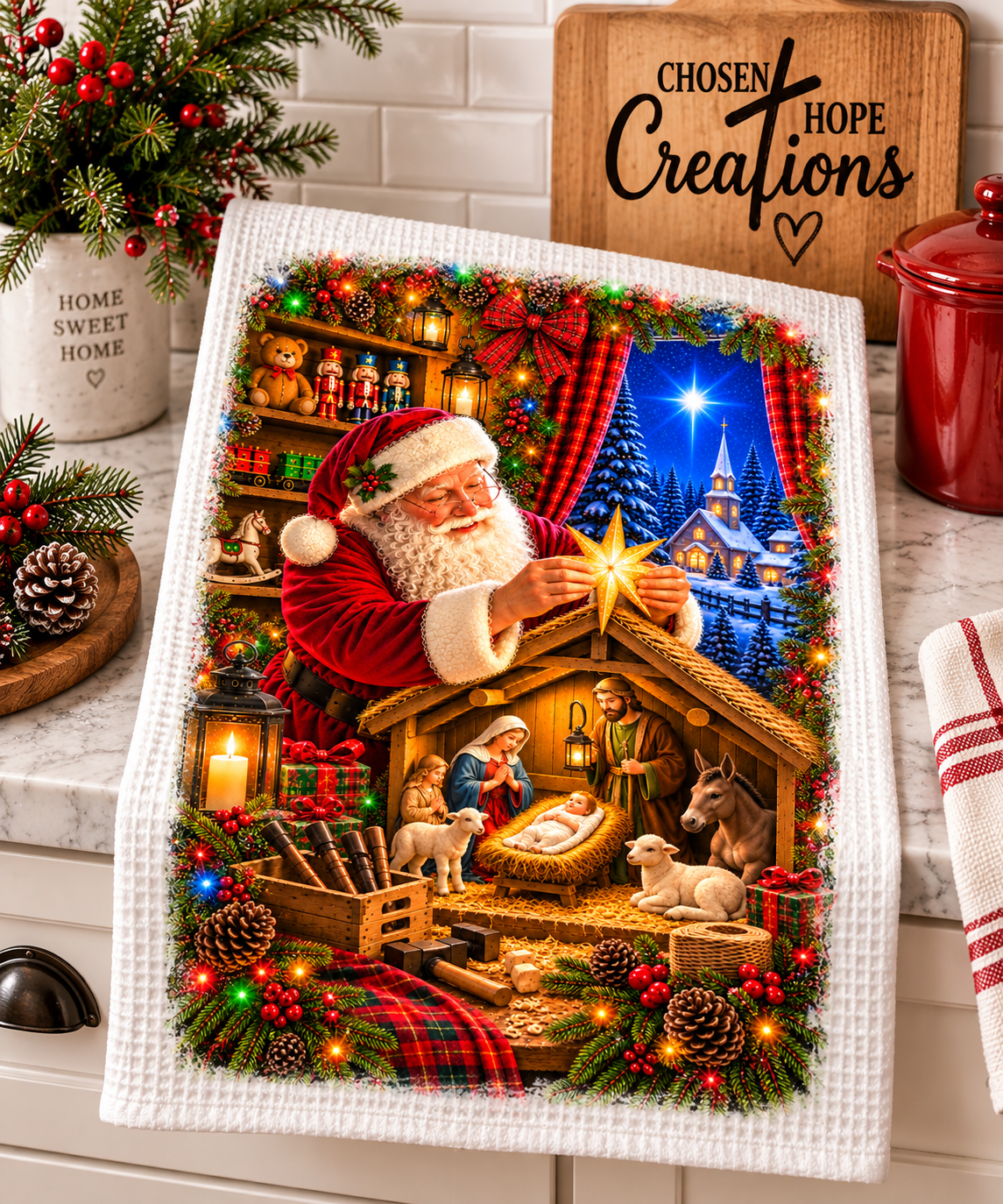 Faith of St. Nicholas Kitchen Towel: Celebrate the Spirit of Christmas