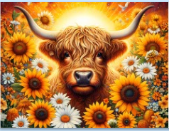 Charming Highland Cow Sunflower Cutting Board – Perfect for Every Kitchen!
