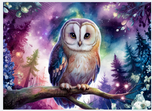 Owl Galaxy Forest Cutting Board – 8"x11" Tempered Glass for Every Kitchen