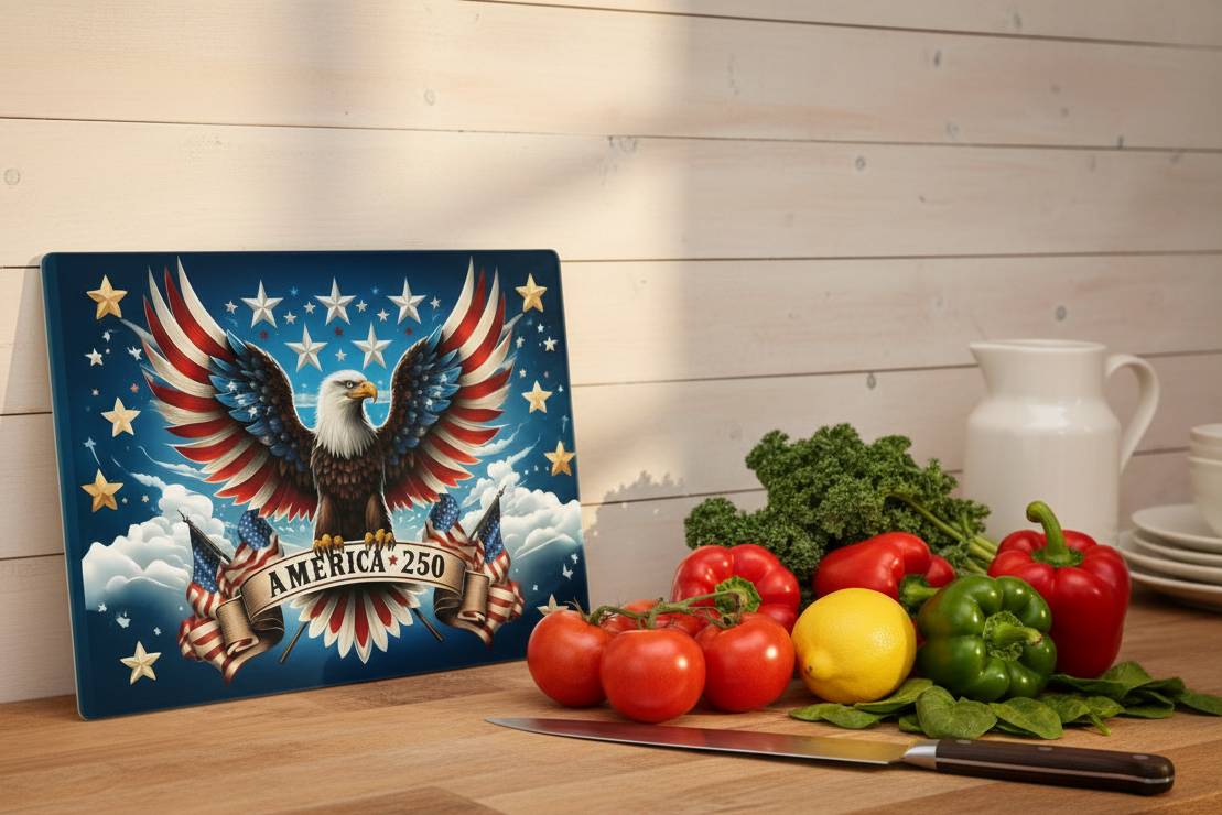 Eagle Patriotic Glass Cutting Board - Celebrate America in Style