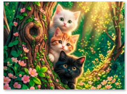 Three Kittens Enchanted Tree Cutting Board – Whimsical Kitchen Essential for Cat Lovers