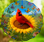 Cardinal Sunflower Wind Spinner - A Whimsical Touch of Nature for Your Home