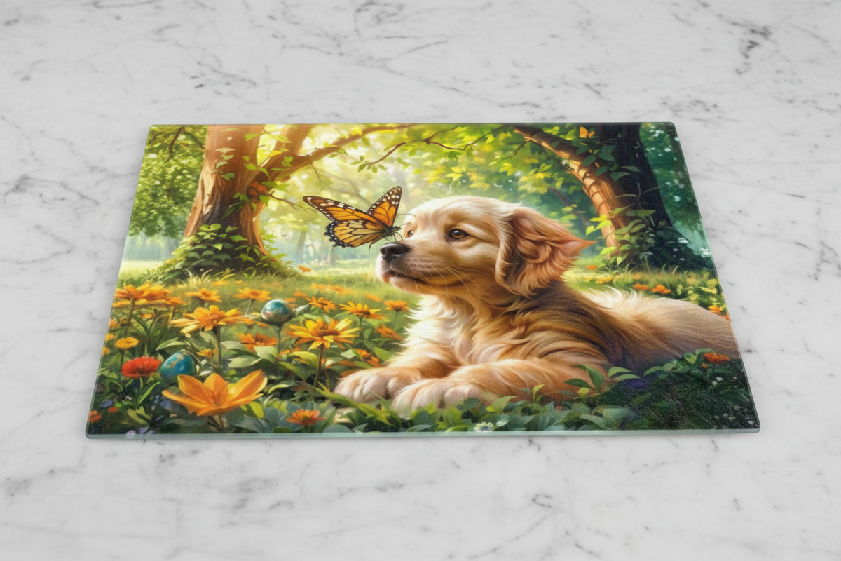 Golden Retriever Puppy Cutting Board – Adorable Design & Functional Kitchen Essential