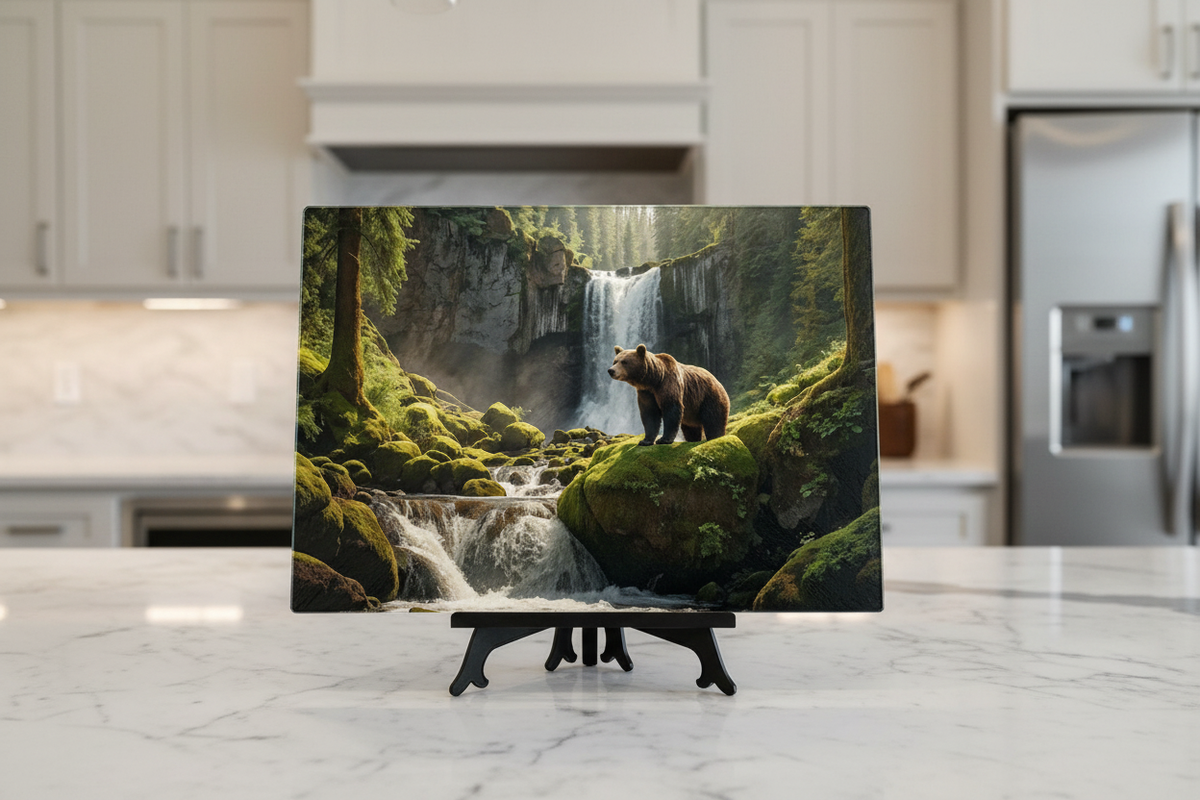 Grizzly Bear Glass Cutting Board – Experience the Wild at Home