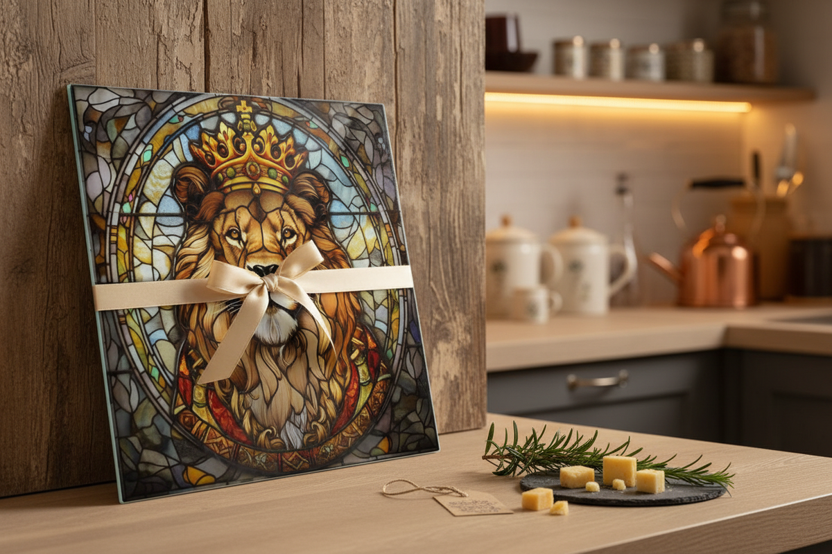 Lion of Judah Cutting Board - Stained Glass Tempered Glass, 8×11
