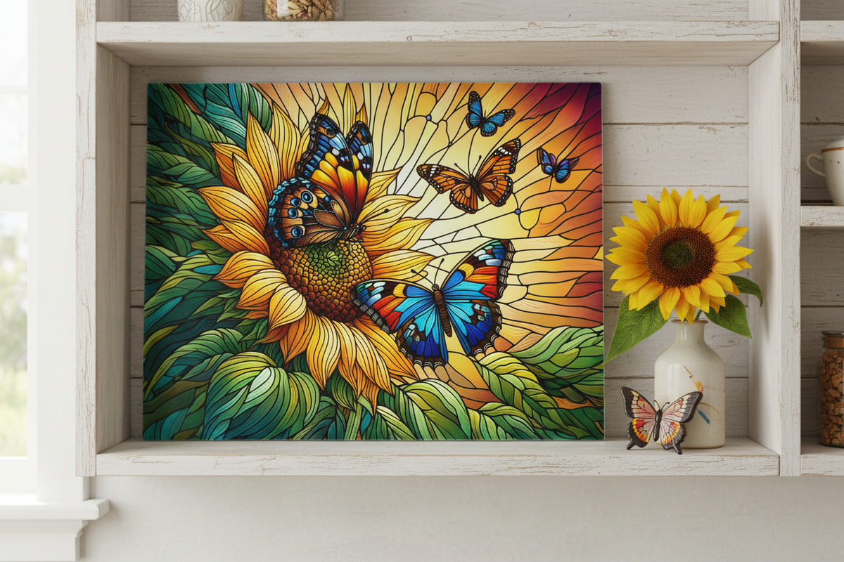 Stained Glass Butterfly Cutting Board - Elevate Your Kitchen Aesthetics