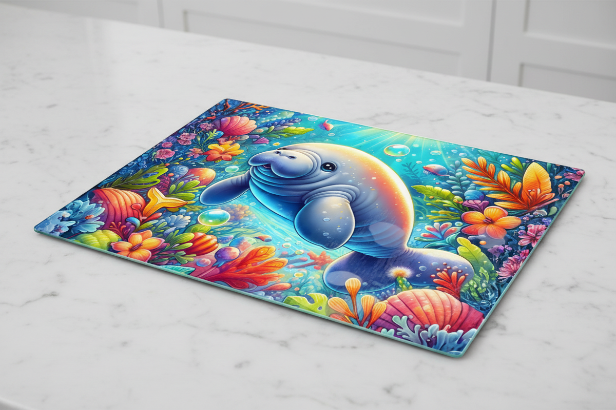Whimsical Manatee Cutting Board - A Fun and Functional Kitchen Essential