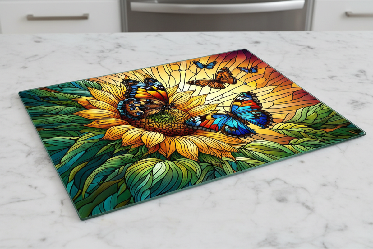Stained Glass Butterfly Cutting Board - Elevate Your Kitchen Aesthetics