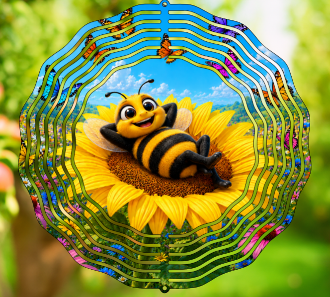 Bumblebee Sunflower Wind Spinner: Brighten Your Garden Delightfully