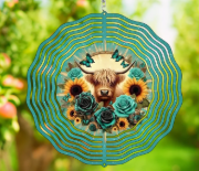 Whimsical Highland Cow Wind Spinner for Enchanting Outdoor Spaces