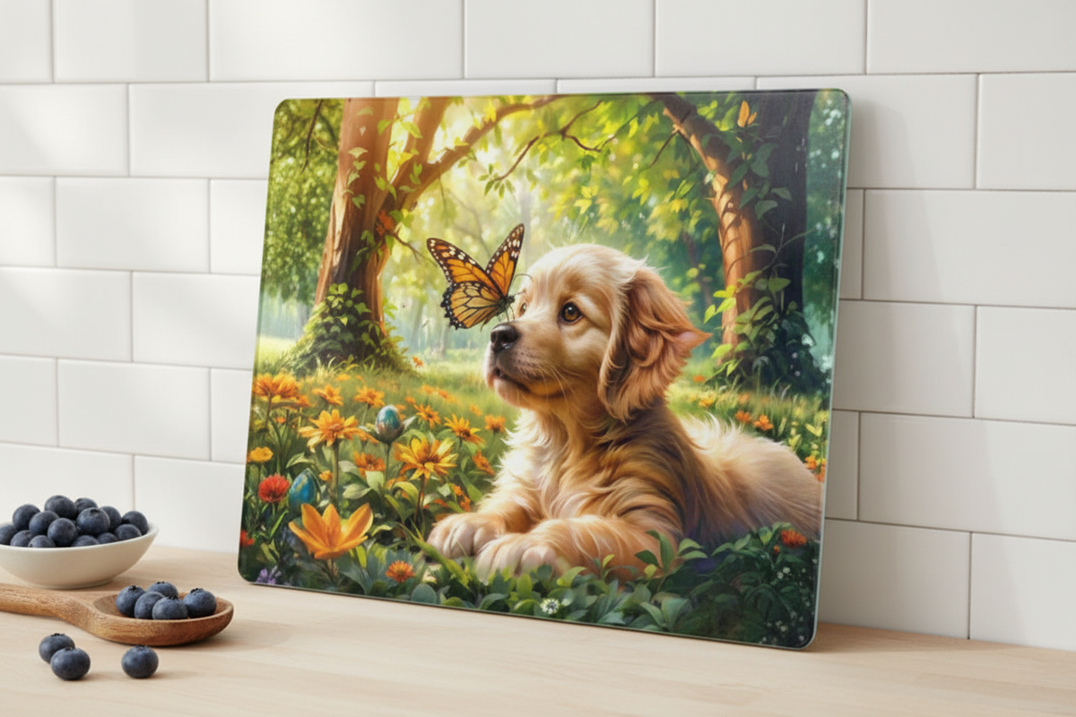Golden Retriever Puppy Cutting Board – Adorable Design & Functional Kitchen Essential