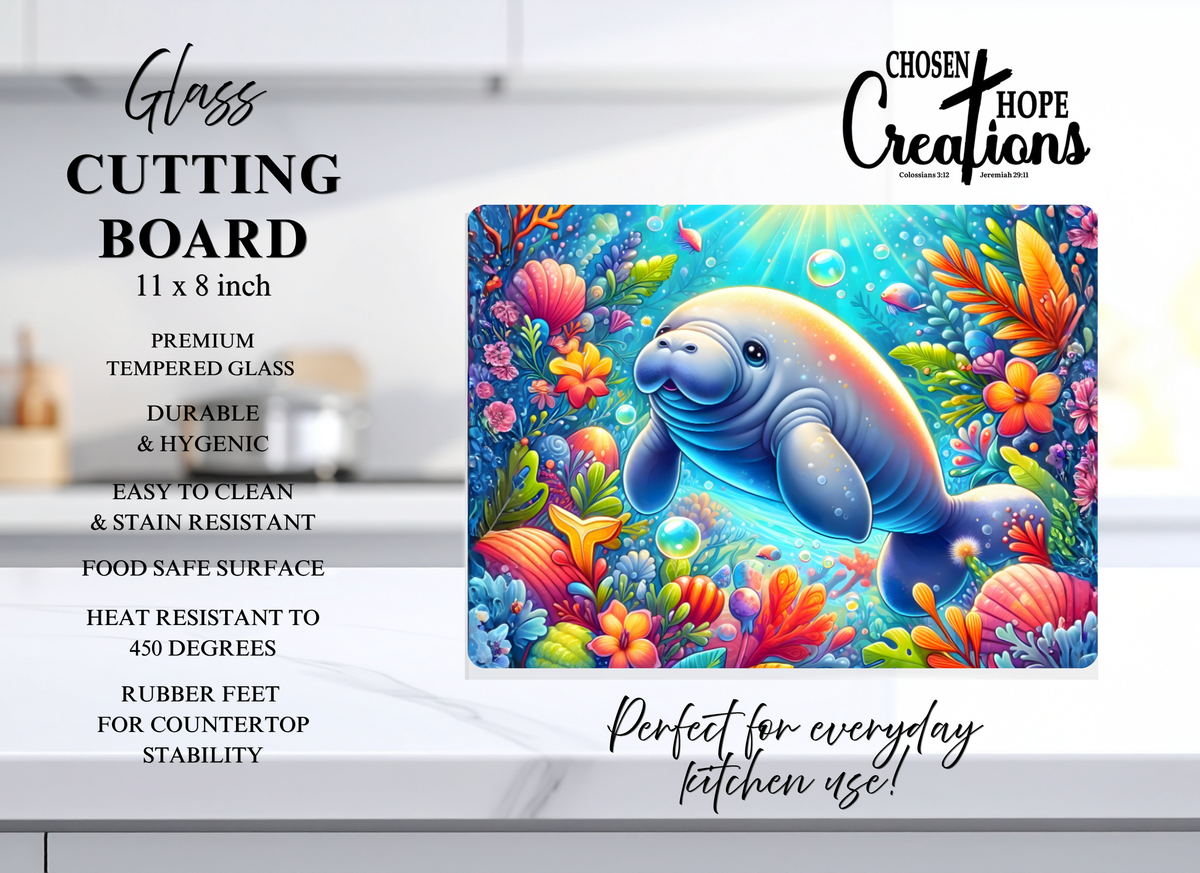 Whimsical Manatee Cutting Board - A Fun and Functional Kitchen Essential