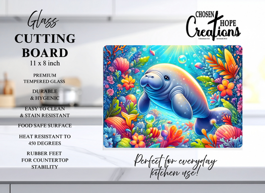 Whimsical Manatee Cutting Board - A Fun and Functional Kitchen Essential